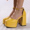 Fashion Sexy Women's Sandals Summer Shoes Platform Yellow High Heels Ankle Straps Pumps Stripper Fetish Dance Party Shoes Large Size 50