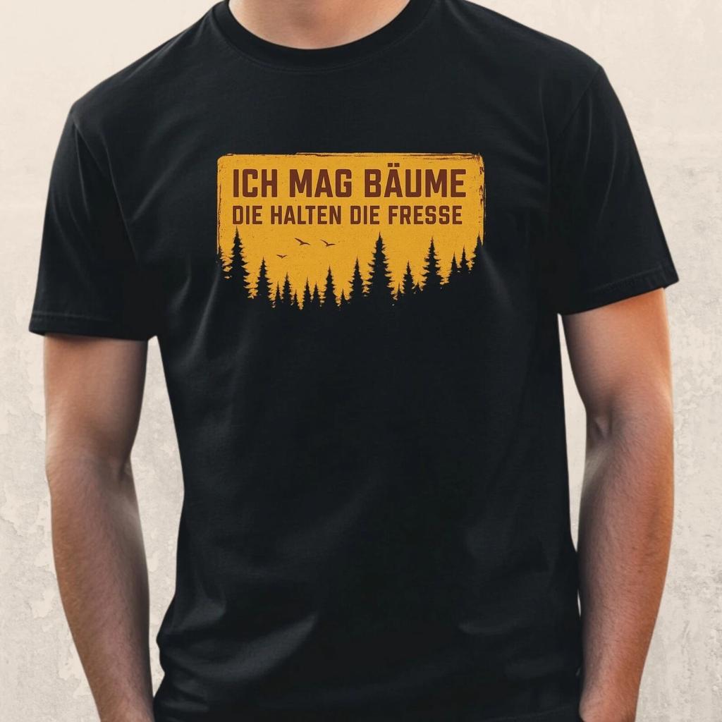 T-Shirt Herren Spruch lustig Ich mag Bäume Motiv Baumwolle Größe S bis 5XL