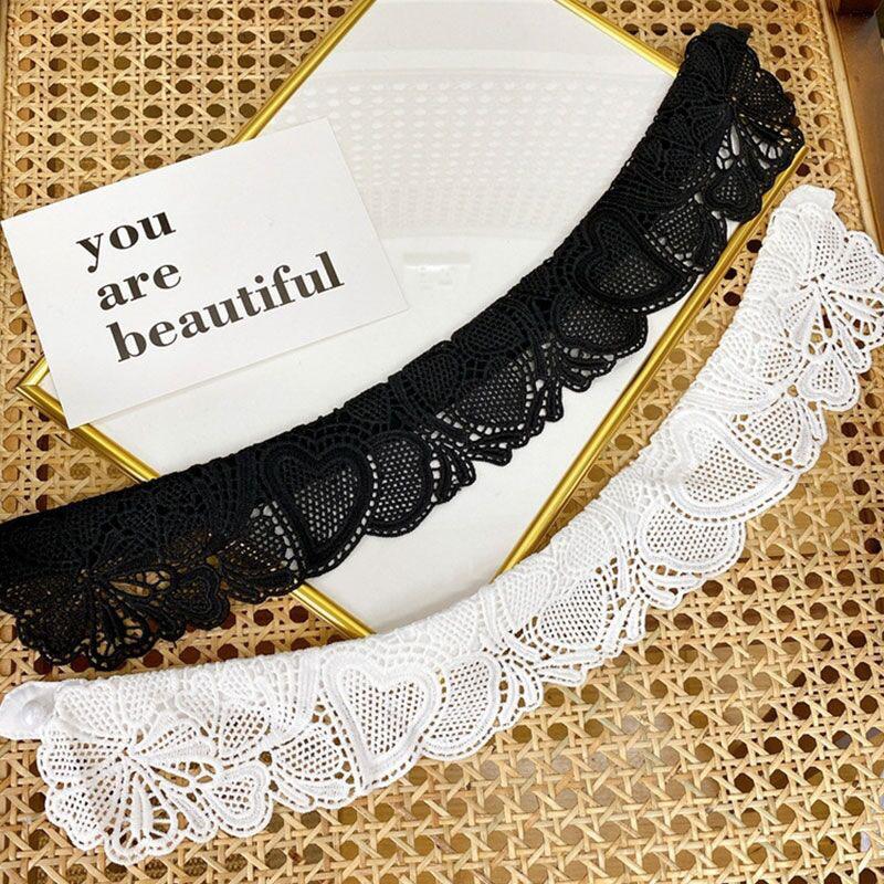Lace Fake Collar Tie Women White Hollow Detachable Collar Lapel Shirt Blouse Top False Collar Woman Necklace Clothes Accessory