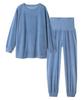 Nissen Velvet Knit Set with Belly Size M Women's Pajama/Loungewear Warmer, Autumn/Winter, Blue,