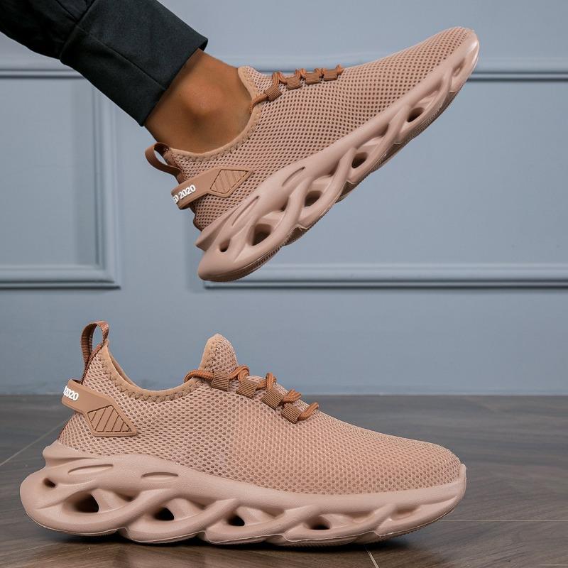 PLUS SIZE Mens Fashion Sneakers - Solid Woven Knit, Blade Design, Ultra-Breathable & Non-Slip - Soft Sole, Comfortable Casual Shoes for All-Day Wear