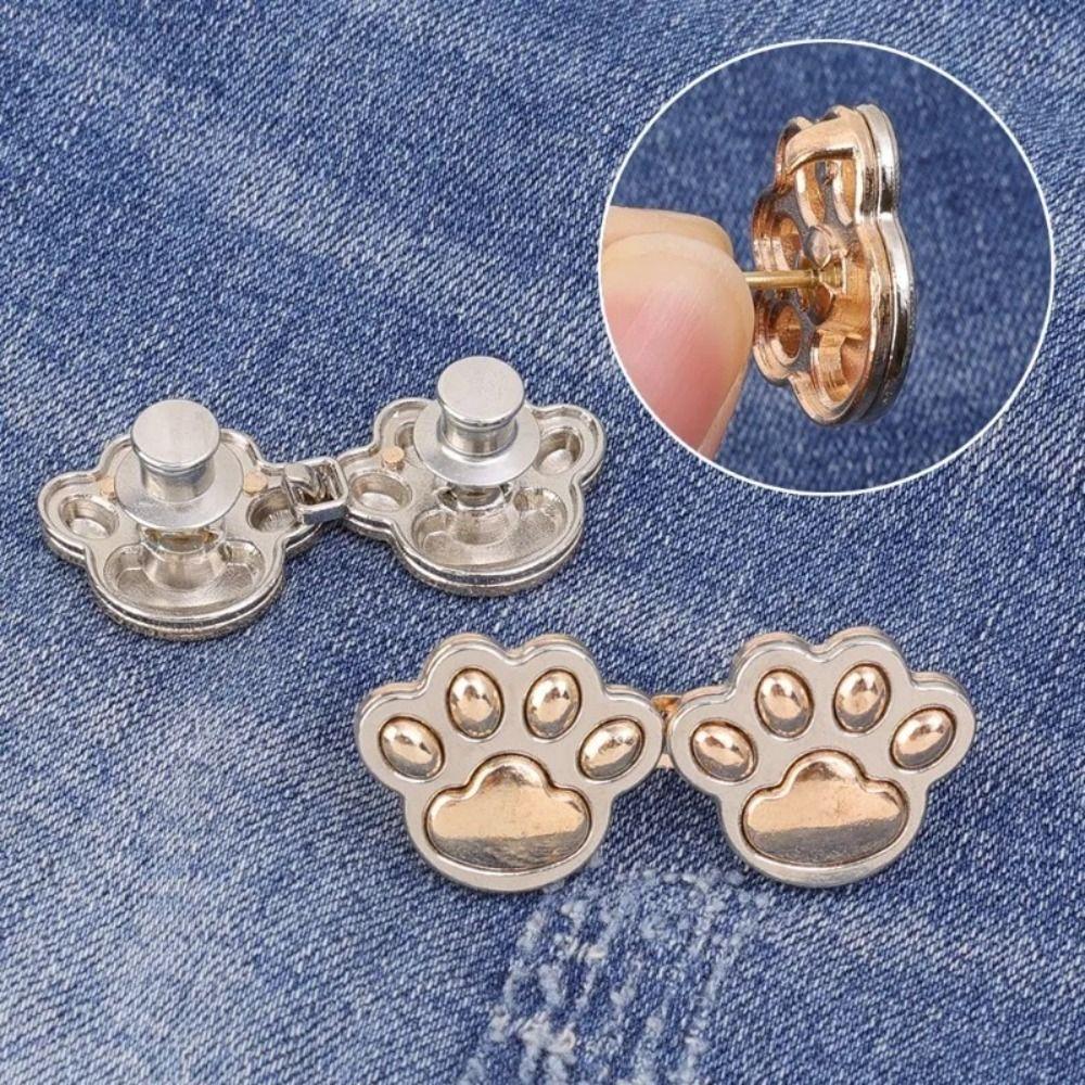 Zinc Zinc Alloy Puppy Paw Pants Button Tightener Waist Buckle Cat‘s Paw Twist Chain Brooches Skirts