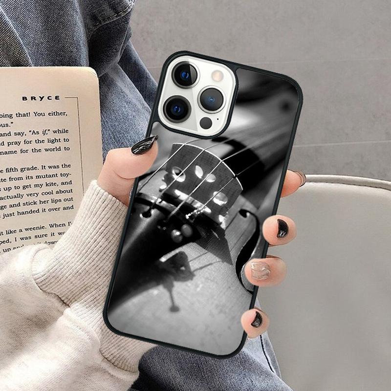 Черно-белый чехол для телефона со скрипкой и виолончелью для iPhone 17 Air 16 16e 15 Plus для Apple 13 11 12 14 Pro Max Cover coque