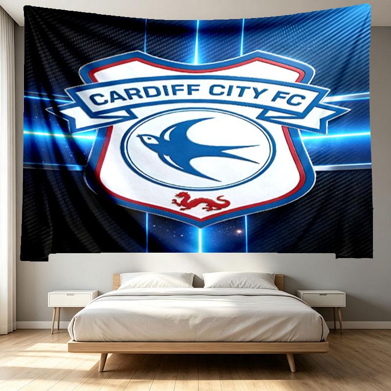 Cardiff City FC Print Tapestry - Portable Wall Decor Cloth, for Home, Dorm, Travel, Bedroom, Living Room - Ideal Birthday Housewarming Gift