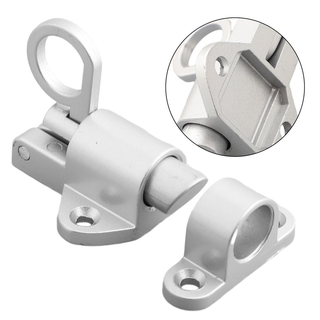 1 * Self Closing Latch Bolt 4 * Screws Aluminum Alloy Gate Security Pull Ring Spring Bounce Door Bolt Latch Lock