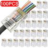 100 шт./лот RJ45 CAT6 CAT5e Проходные Коннекторы Кристаллический Коннектор Позолоченный 8P8C Обжимной UTP Стандартный Сетевой Ethernet Модульный Штекер