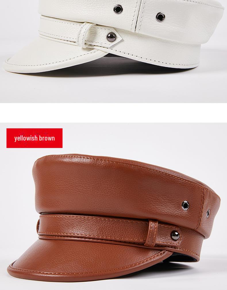 Унисекс натуральная кожа капитанская шляпа: Немецкий берет в стиле ретро-панк-мотоцикла Harley.