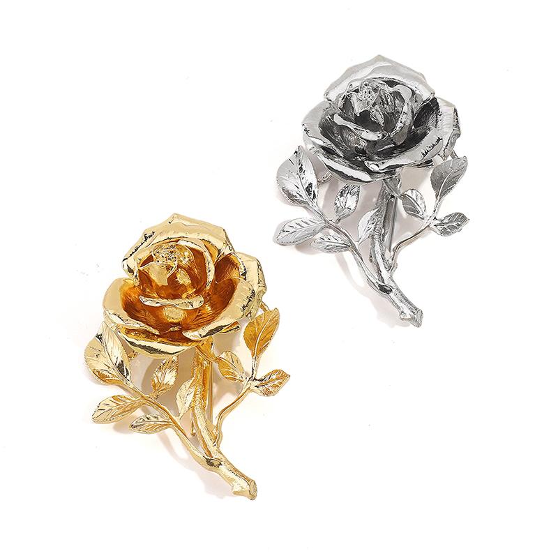 Винтажная Преувеличенная Металлическая Брошь в виде Цветка Розы Большая Для Женщин Европа и Америка Личность Вечеринка Ювелирные Аксессуары