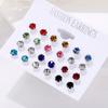 Classic 12Pairs Cubic Zirconia Stud Earrings Set For Women Silver Color Round Heart Crystal Rhinestone Earrings Brinco Jewelry