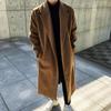 Men's Trendy Long Black Wool Blend Winter Trench Coat Overcoat with Gothic Windbreaker Design