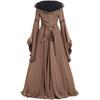 Plus Size 5XL Women Medieval Floor Length Dress Cosplay Costumes Long Bell Sleeve Lace-Up Princess Long Dress Retro Gothic Dress