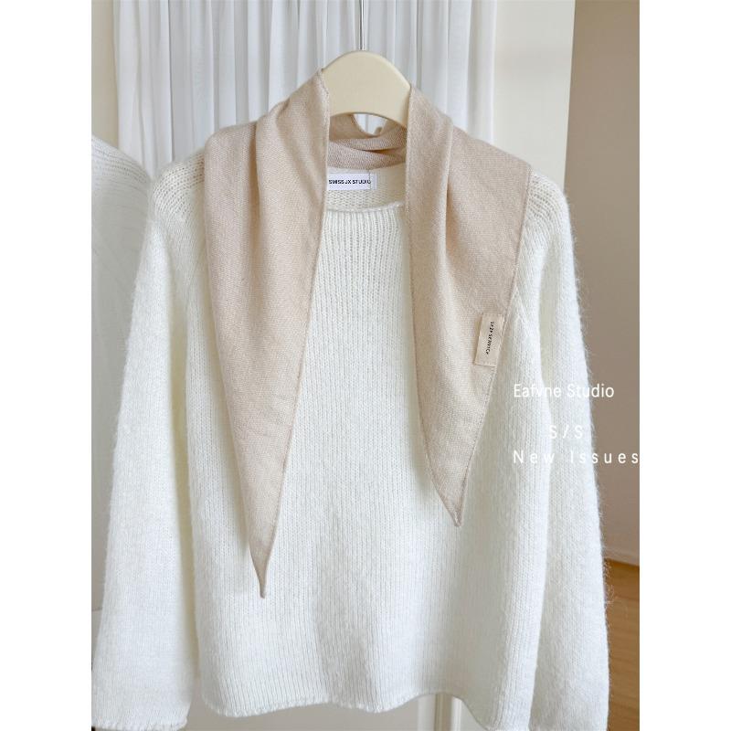 Autumn and Winter Warm Plaid Scarf for Women Korean Version Versatile Literary Retro Knitted Silk Scarf Neck Protector