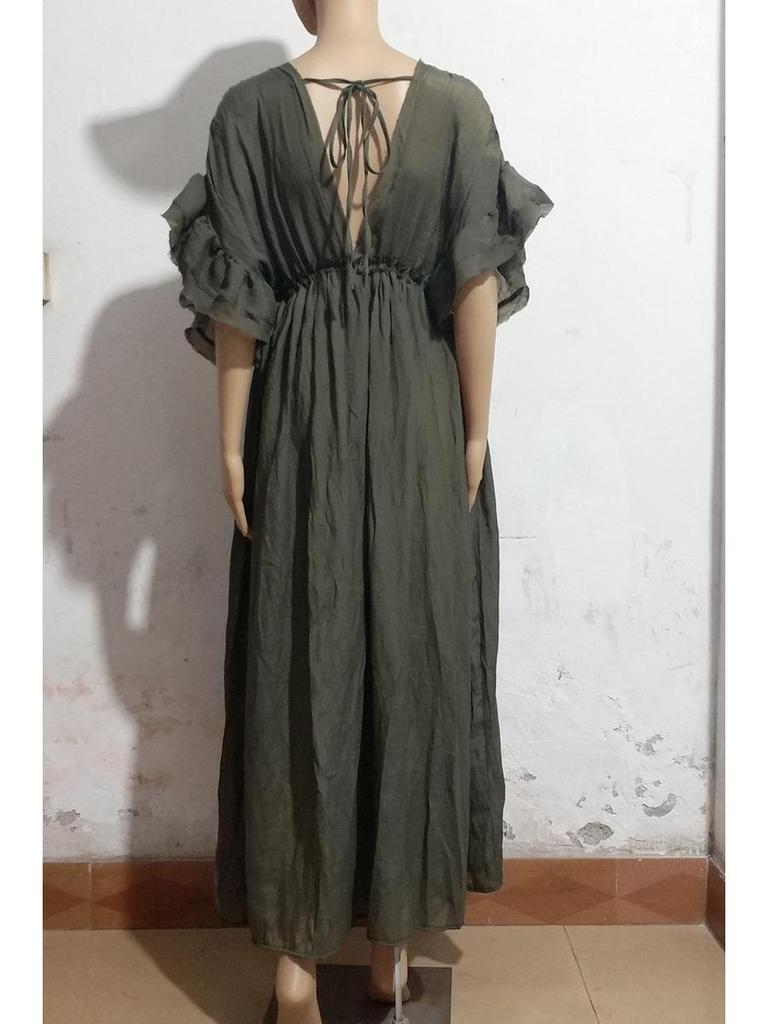 Длинная юбка из бамбуковой ткани с завязками на пуговицах и солнцезащитная рубашка-накидка (4 цвета)