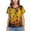 Gustav Klimt T Shirt The Kiss Hip Hop T-Shirts Women V Neck Basic Tops 2024 Beach Short Sleeve Pattern Clothes