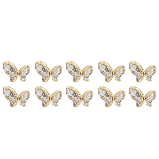 10Pcs Manicure Decor Three-dimensional Shining Stunning Visual Effect DIY Alloy Butterfly Heart Water Drop Garland Nail Charm Nail Salon Supply
