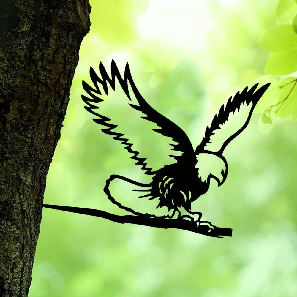 Привлекательный 1шт металлический силуэт орла - деревенский домашний декор. Очаровательная стальная вставка для патио, которая сделает ваше пространство выразительным.