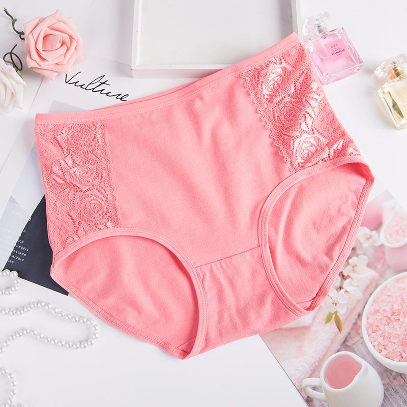 Женские кружевные трусы с высокой талией из чистого хлопка [90-170 фунтов]