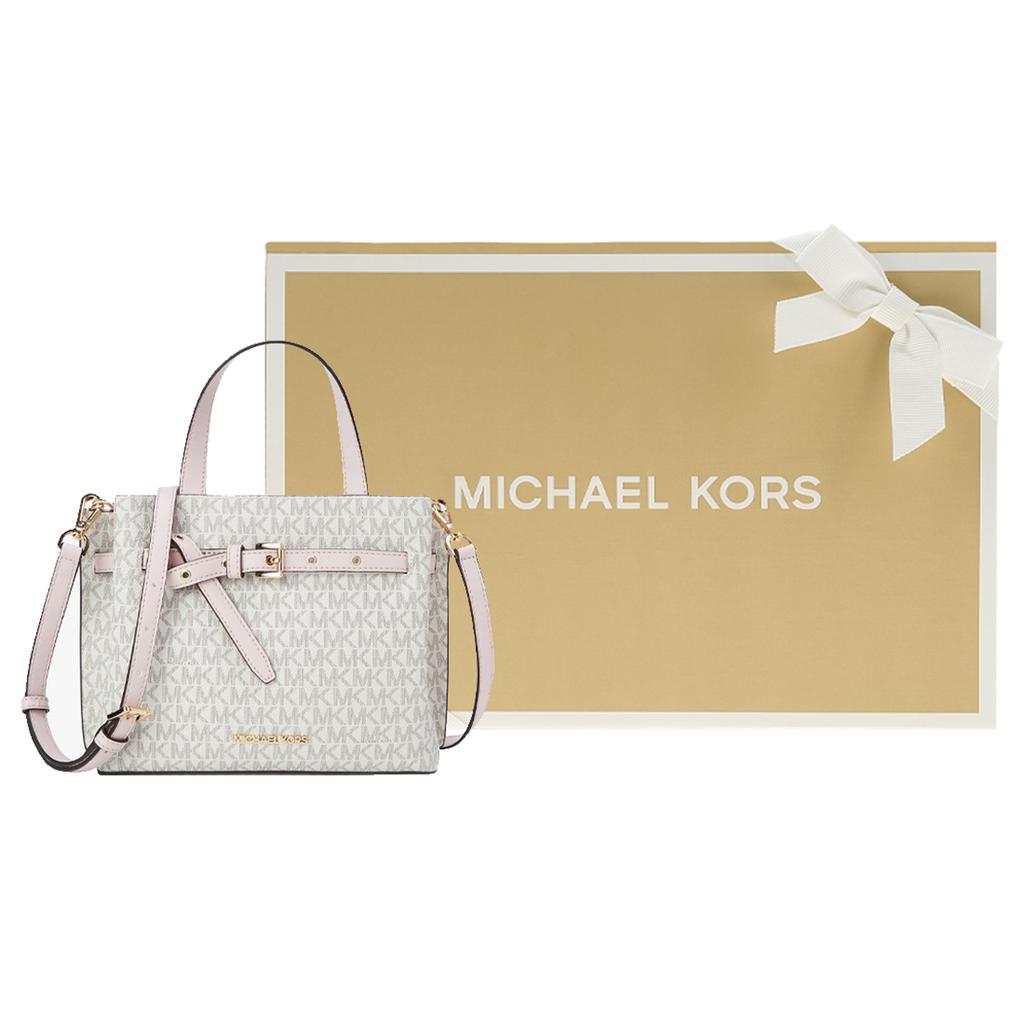 New MICHAEL KORS MK Emilia Artificial Leather Shoulder Bag Crossbody Bag Handbags Small Size Women's Vanilla White & Pink 35H0GU5S1B-PWD-BLSH-MLT