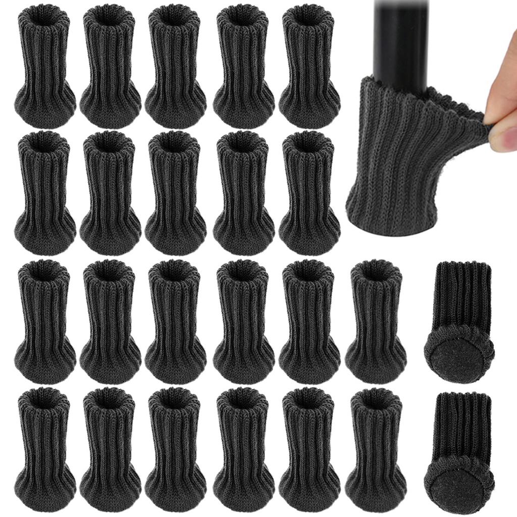 24Pcs Knitting Chair Leg Cover Elastic Table Foot Socks Non-Slip Anti-Noise Floor Protectors Pad Chair Socks for Furniture Decor