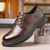 Men's Lace-Up Leather Workwear Shoes: Thick Sole, Height-Increasing, Versatile, Non-Slip, Casual Genuine Leather, Plus Cotton.