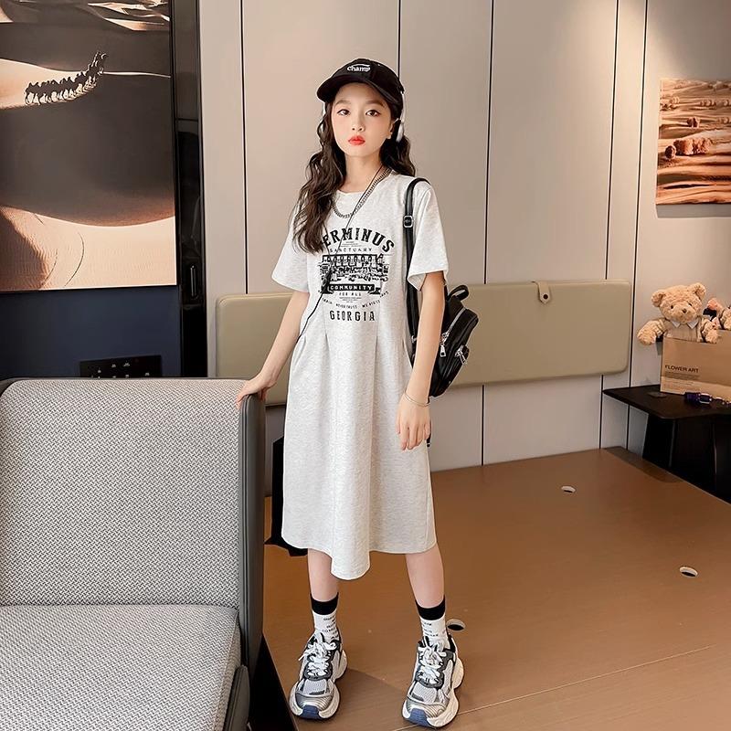 Модное летнее детское платье для девочек, детское свободное платье, повседневные однотонные платья для девочек-подростков, принцесс, платье 6, 8, 10, 12, 14 лет