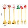 2/4/6pcs Christmas Gift Spoon Forks Set Stainless Steel Cutlery Tableware Decoration Coffee Tea Dessert Scoop 2025 New Year Home