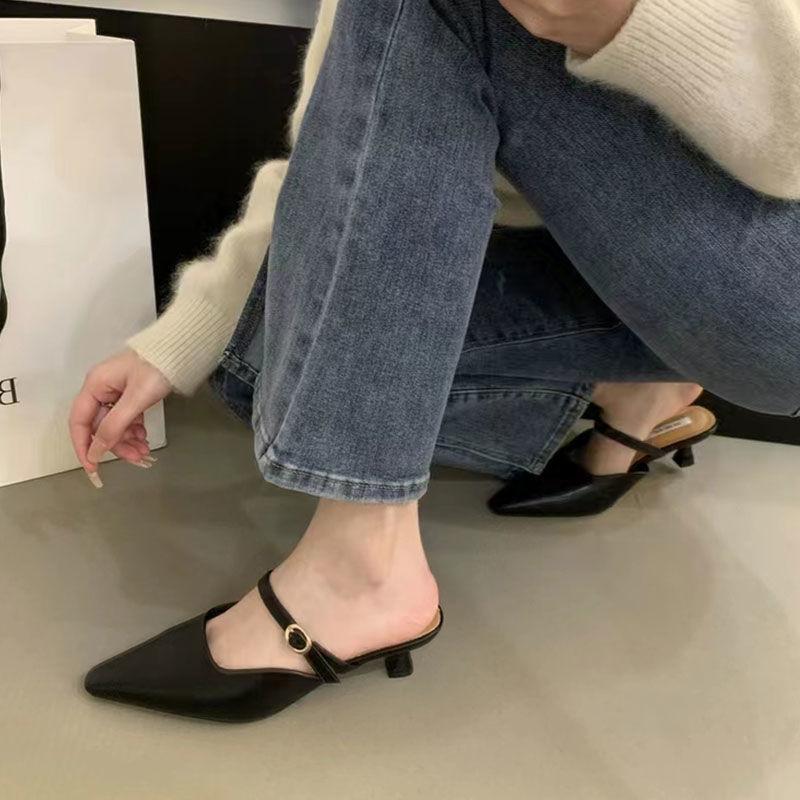 Девушка Французский Нежный Одно Слово Солома Толстый Каблук Мэри Джейн Полутоп Туфли