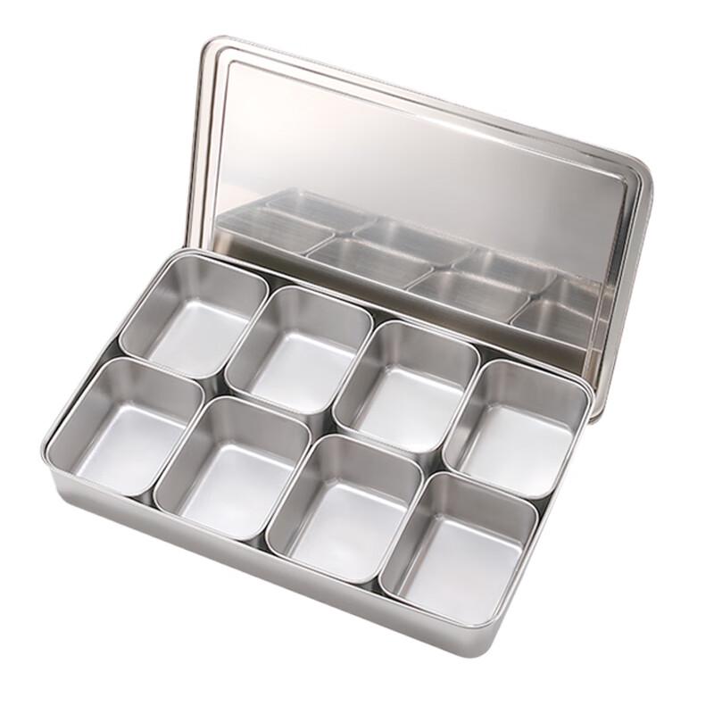 Юньшуан Коммерческая нержавеющая сталь 8-секционный контейнер для приправ с крышкой