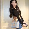 New Lee Fabric+Artificial Leather Tote Shoulder Bag, Crossbody Bag, Handbag Regular Women's Light Denim Blue LE240074M-521