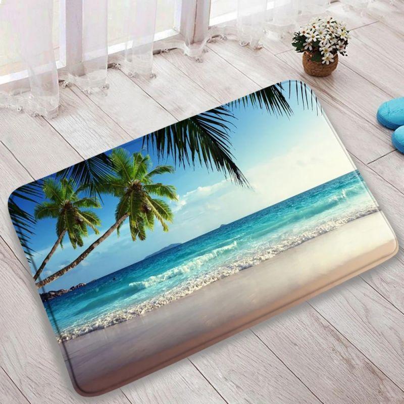 Коврик для ванной Ocean Beach Landscape, суперабсорбирующий, для слива на кухне, нескользящий, для туалета, ванной комнаты, ковер для домашнего декора, коврики для душа