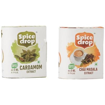 Чай Spice Drop Chai Masala Elaichi Tea Combo | Натуральный экстракт кардамона (Элаичи)| Ароматы 360 чашек чая | 5 мл x 2 упаковки