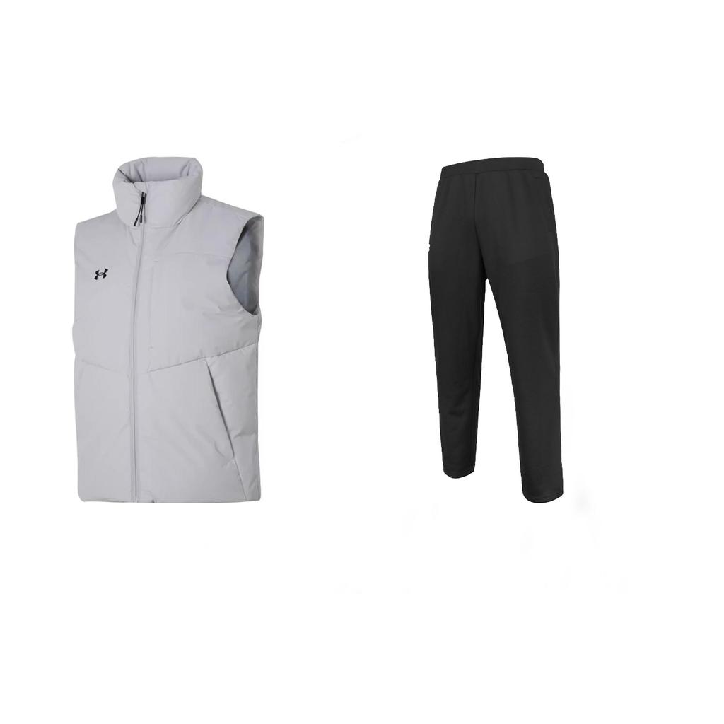 Under Armour Solid Color Stand Collar Outdoor Running Casual Down Vest Lightweight Quick Dry Drawstring Pants Sports Suit 23600803-009+21500737-001