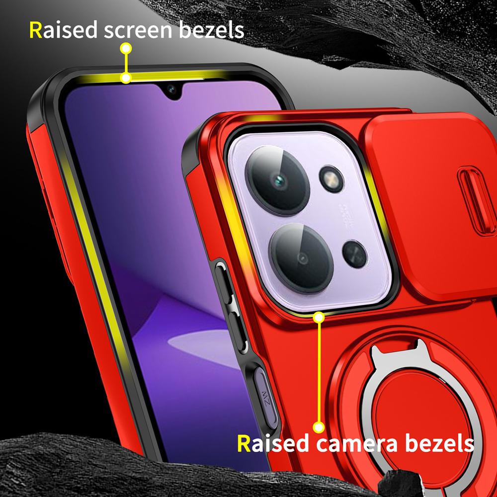 KEYSION 360° Чехол-подставка для телефона для Redmi 15C 171 173 мм Сдвижная защита камеры Магнитный противоударный чехол для Xiaomi POCO C85