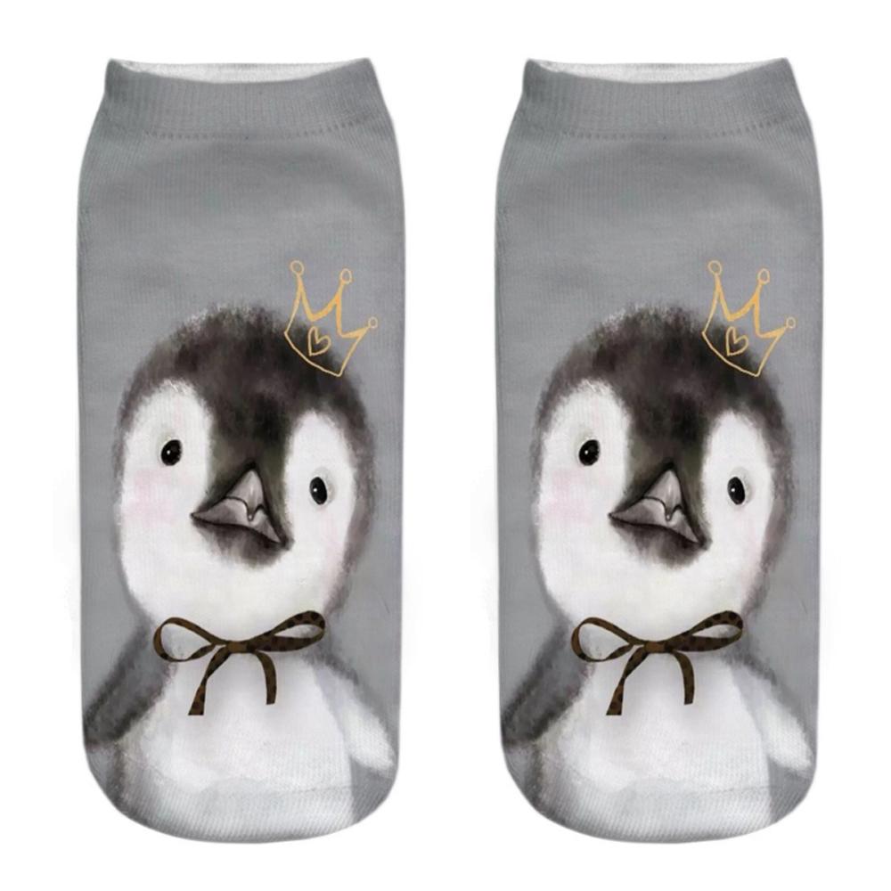 New Funny 3D Printing Cute Cartoon Singing Dancing Christmas Penguin Unisex Animal Series Short Ankle Socks Calcetines De Mujer