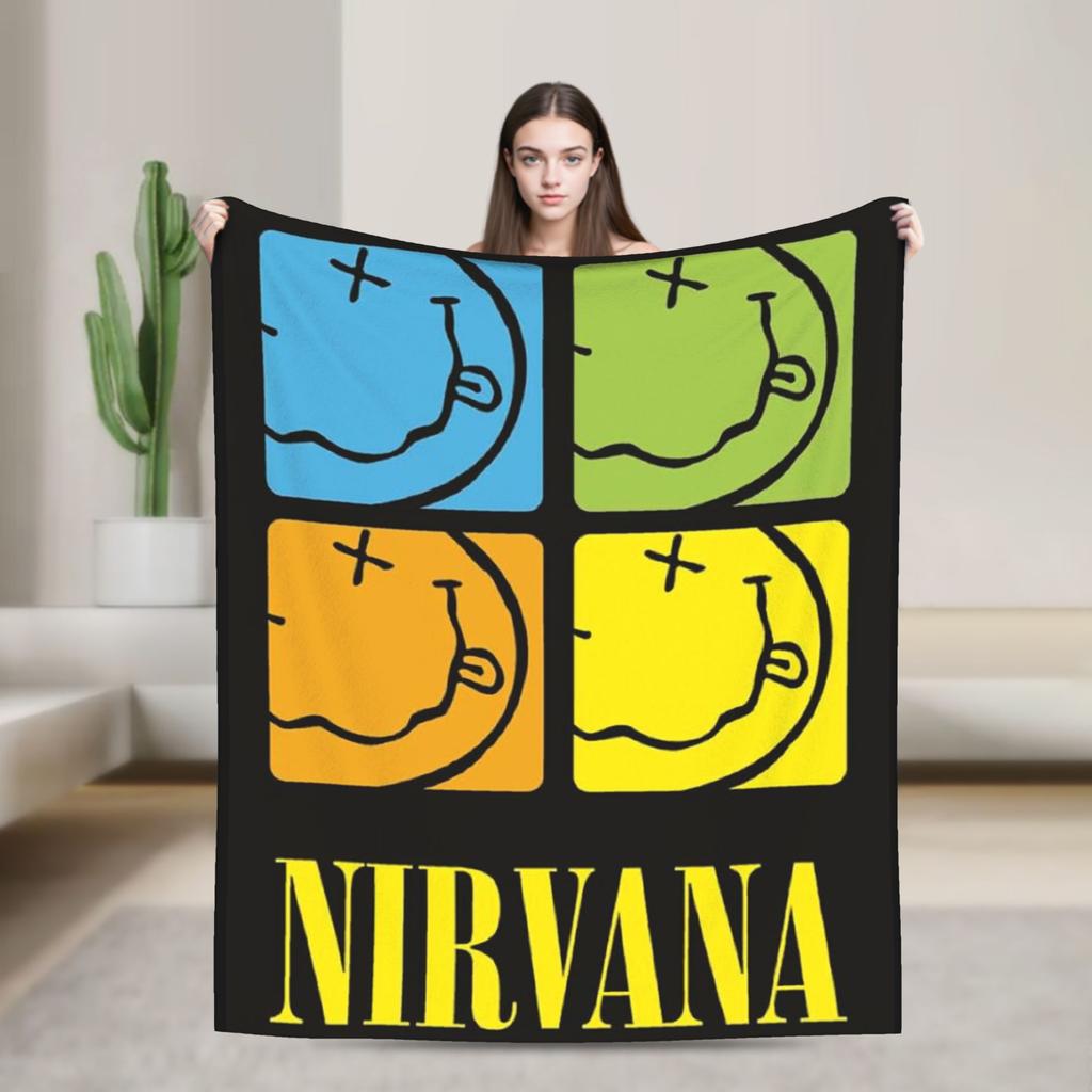 Плед Nirvana с принтом лица Качество Супер Мягкий Плед для дивана Плед для путешествий Осень Покрывало для кровати