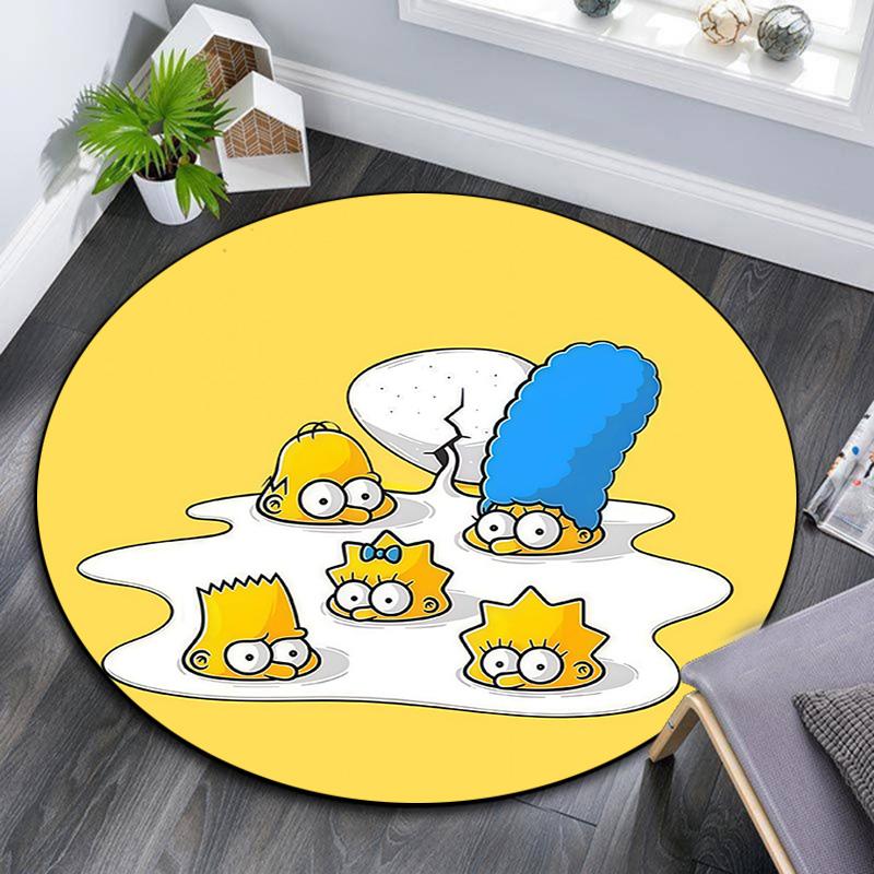 The Simpsons Round Area Rug,Carpet Rug for Living Room Bedroom Sofa Playroom Decor,Non-slip Floor Mat