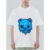 Черная футболка с принтом плавящегося медвежьего лица синего цвета для повседневной носки