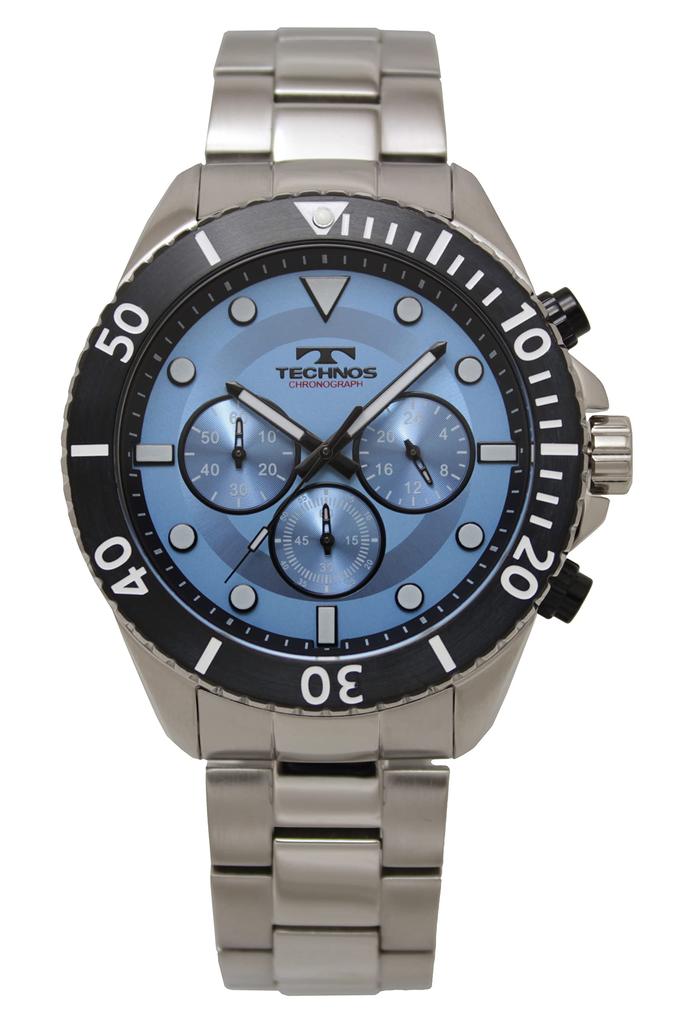 TECHNOS Часы-хронограф T6B83BI мужские серебристые