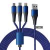 Multi 3in1 USB Long Charger Cable 3M/10Ft 6A PD Fast Braided Charging Cord with USB C/Micro USB/Lightning Connector Universal Multi Port Long Charging