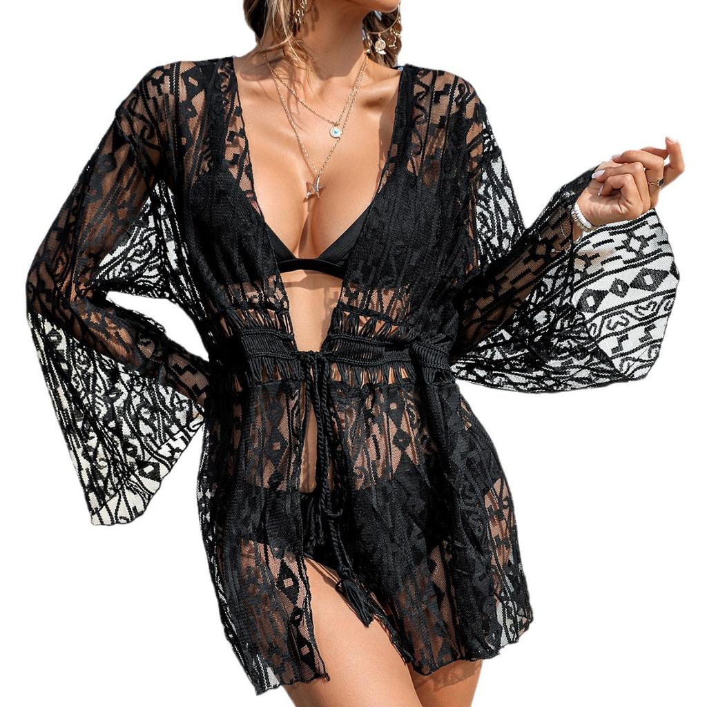Женский летний ажурный кардиган с крючками в стиле пэчворк, купальник, кружевной пляжный купальник, накидки