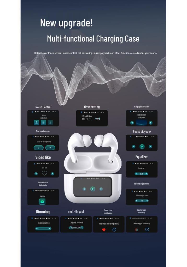 Bluetooth-наушники-вкладыши Geekoo GK-X803 TWS с шумоподавлением, ANC/ENC, двойным микрофоном, долгим временем автономной работы, цифровым дисплеем, Smart 1.