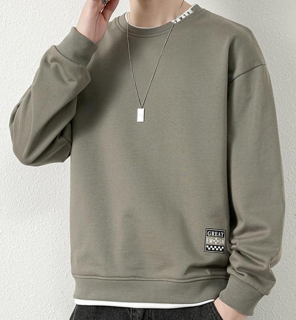 Autumn Sweatshirt Long Large Round No Layered Winter [Bligo] T-shirt, Men's, Sleeve, Oversized, Size, Tops, Plain, T-shirt, Large, Neck, Stylish,