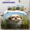 Shih Tzu Pattern Bedding Home Decoration Birthday Gift (1 * duvet cover + 2 * pillowcase, without core)