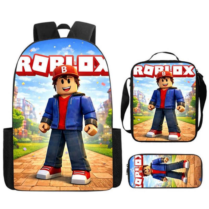 ROBLOX Themed Kids Backpack School Lightweight Durable Oxford Fabric Bag With Padded Straps Cartoon Print Grades 1-9