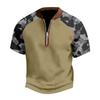 Мужская летняя футболка камуфляжной расцветки в стиле кэжуал, спортивный дышащий топ с воротником на молнии