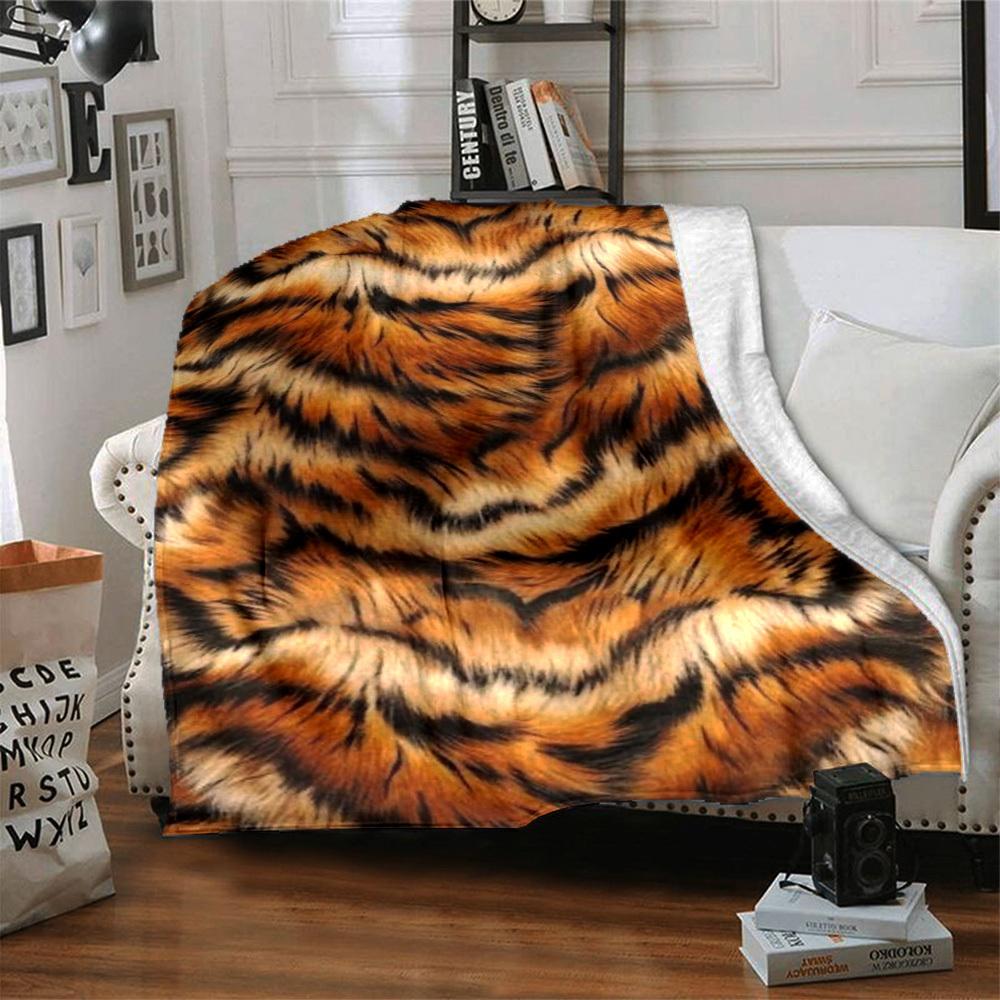 1PC Tiger Print Print Blanket, Soft Throw Blanket - Warm & Cozy for Couch, Bed, Office, and Travel yy250912189