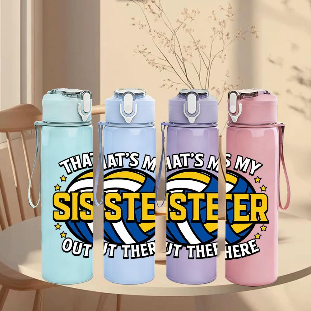 1PC Theres My Sister Out There Basketball 750ml Color Plastic Sports Water Bottle Leakproof Flip Straw Lid Suitable for Sports Office Home Use
