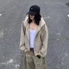 Унисекс Американский Ретро Пэчворк В Полоску Кардиган на Молнии с Капюшоном 2025