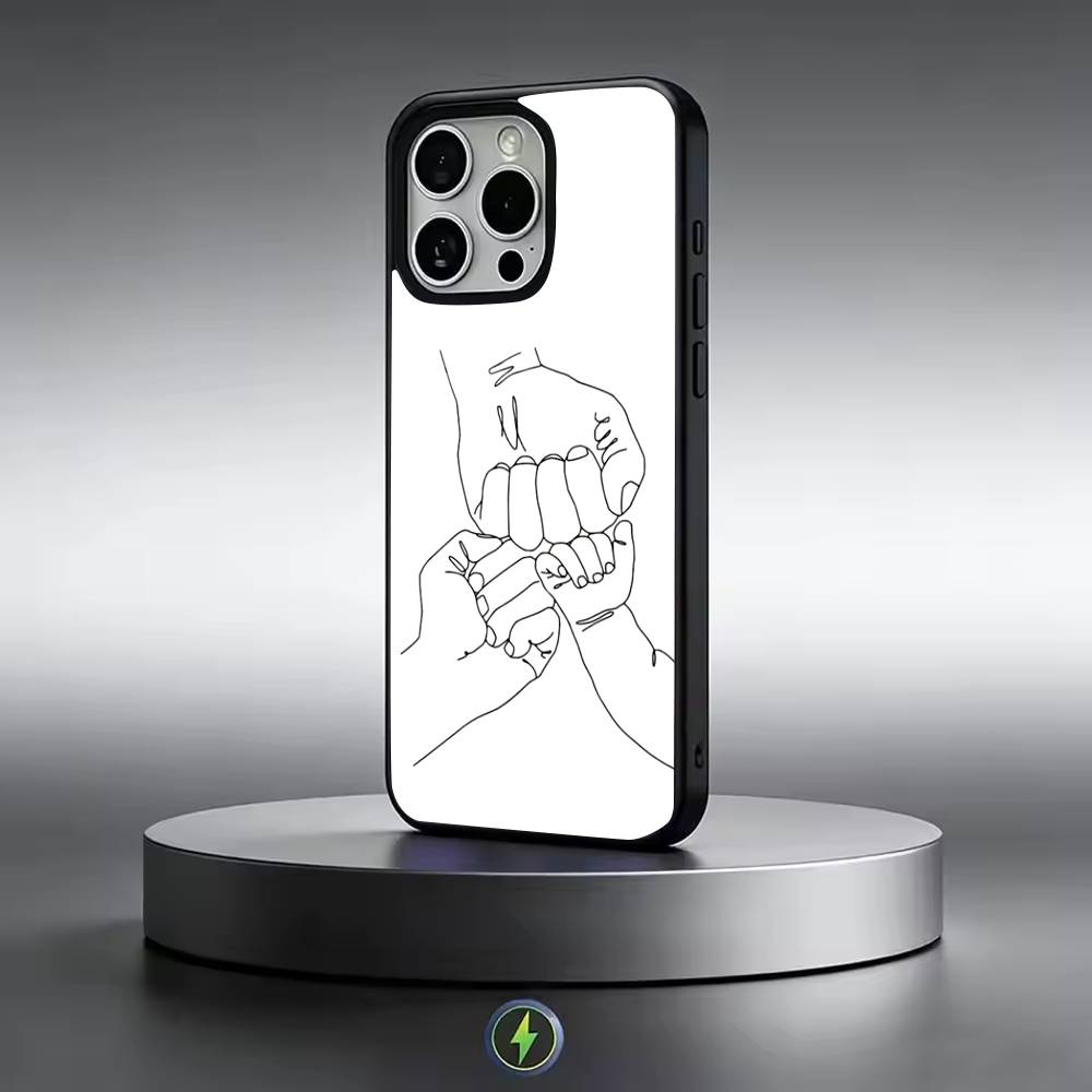 B-Baby Мама дочь Сын Папа Руки Чехол для телефона Для iPhone17,16,15,14,13,12,11 Plus,Pro Магнитный с Magsafe Беспроводная зарядка