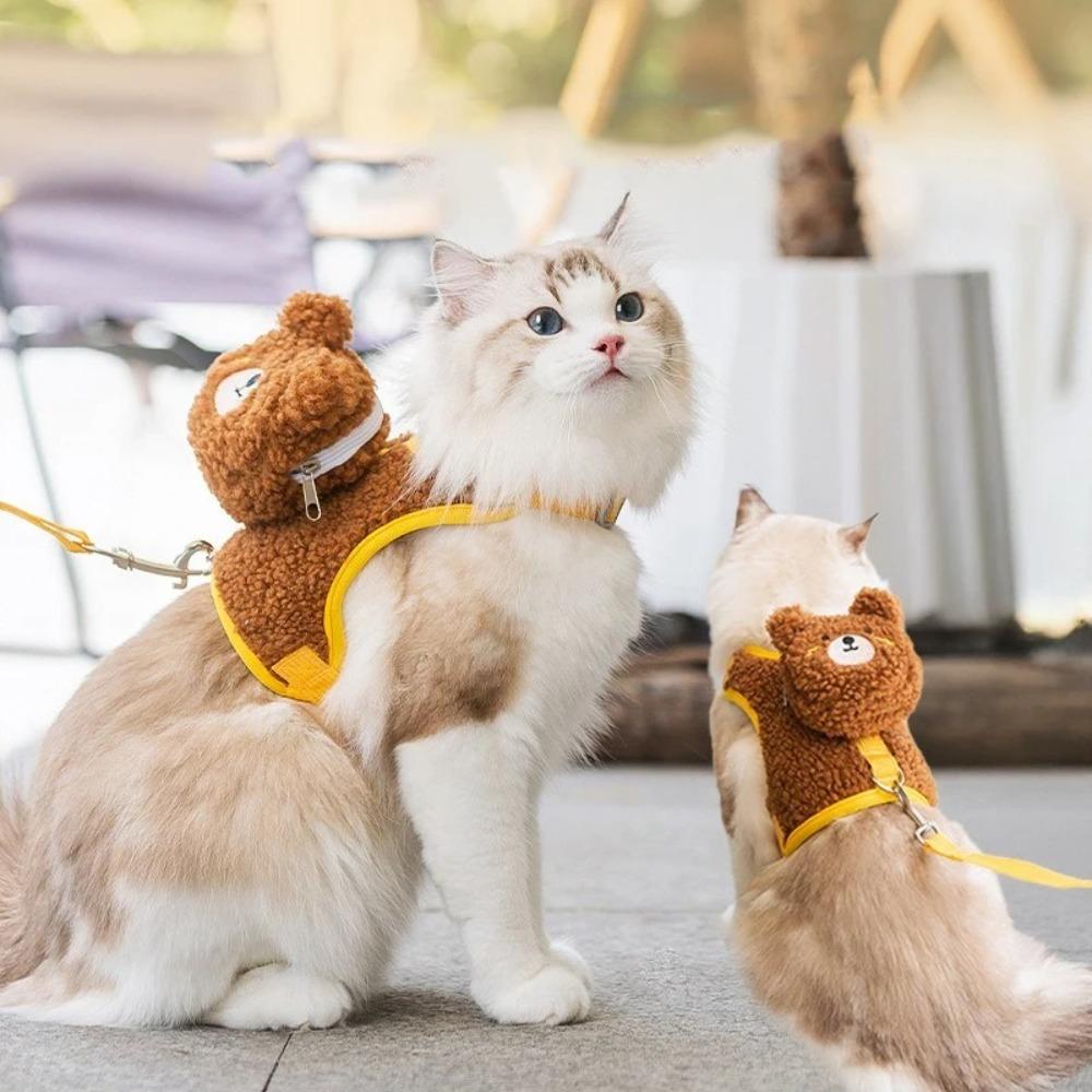 Мягкий флисовый ошейник-шлейка для собаки, милый жилет для питомца, нагрудный ремень, рюкзак для питомца, для прогулок на открытом воздухе, путешествий